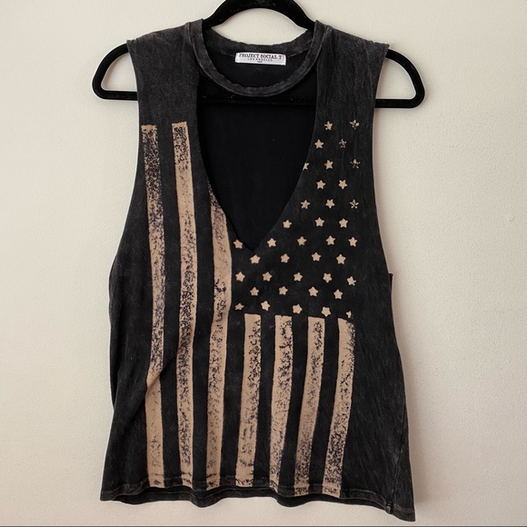 Project Social T American Flag Choker Tank Top - Picture 1 of 7